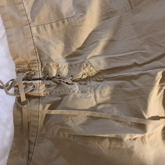 J CREW bohemian button front open , shoe string tie back pants - Picture 6 of 12